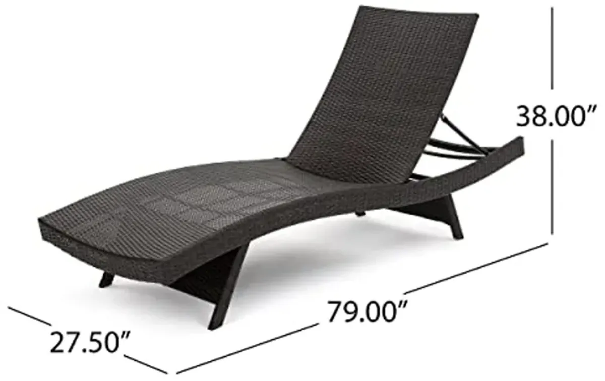 Christopher Knight Home Salem Outdoor Wicker Adjustable Chaise Lounge, Multibrown & Salem Outdoor Wicker Adjustable Folding Table, Multibrown