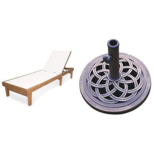 Christopher Knight Home Summerland Outdoor Mesh Chaise Lounge with Acacia Wood Frame, Teak 