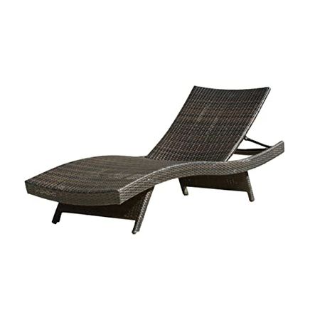 Christopher Knight Home Salem Outdoor Wicker Adjustable Chaise Lounge, Multibrown & Adriana Outdoor Wicker Accent Table, Multibrown