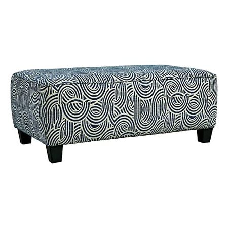 Ashley Furniture Trendle Fabric Oversized Accent Ottoman in Blue & White