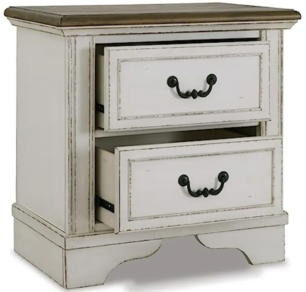 Signature Design by Ashley Brollyn Rustic 2 Drawer Night Stand, Two-Tone Brown & Whitewash