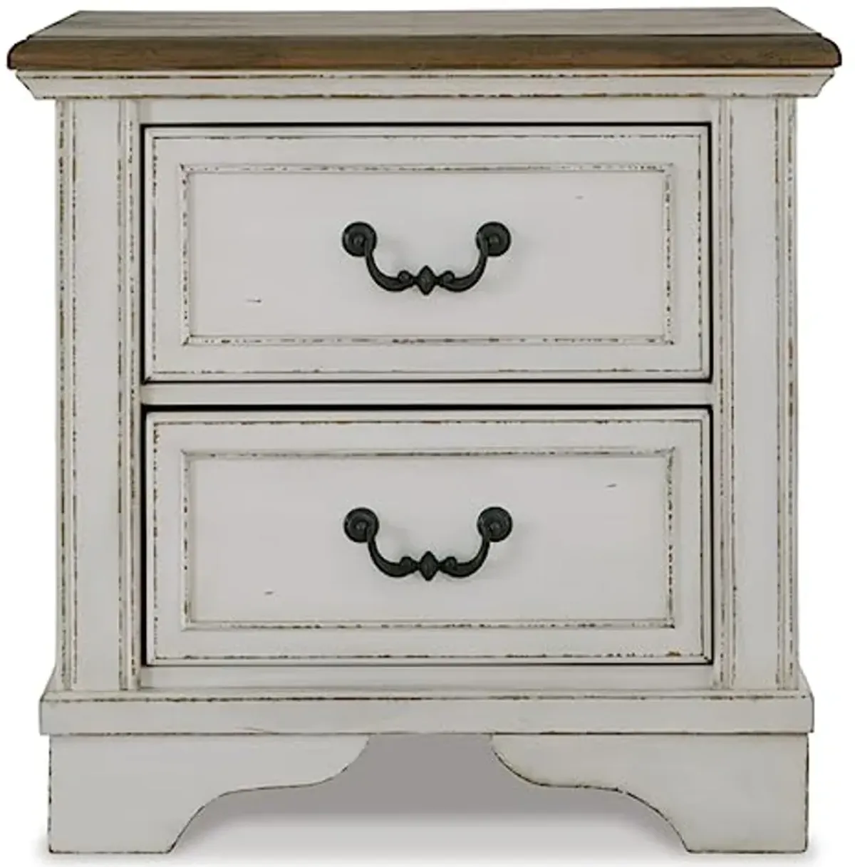 Signature Design by Ashley Brollyn Rustic 2 Drawer Night Stand, Two-Tone Brown & Whitewash