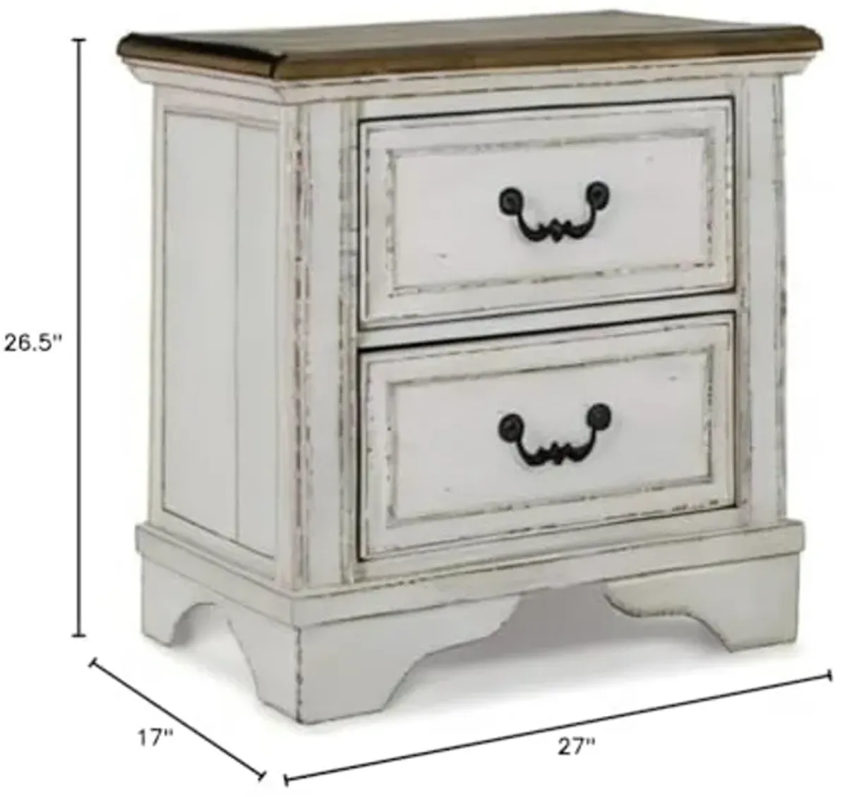 Signature Design by Ashley Brollyn Rustic 2 Drawer Night Stand, Two-Tone Brown & Whitewash