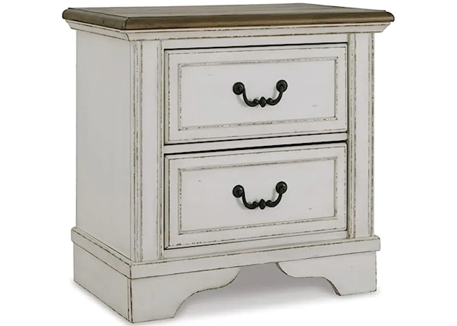 Signature Design by Ashley Brollyn Rustic 2 Drawer Night Stand, Two-Tone Brown & Whitewash