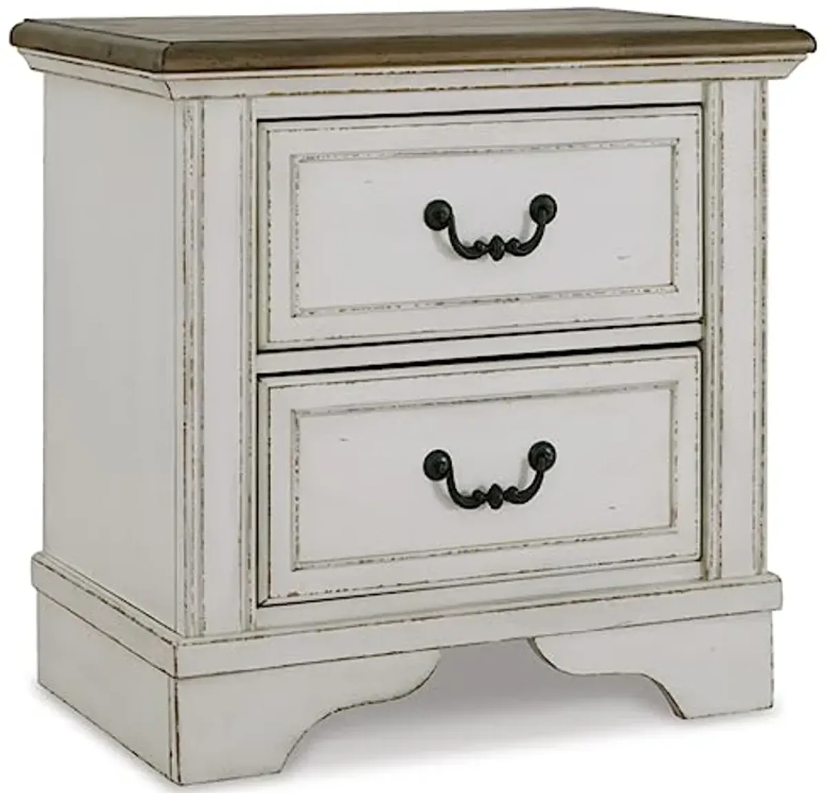 Signature Design by Ashley Brollyn Rustic 2 Drawer Night Stand, Two-Tone Brown & Whitewash