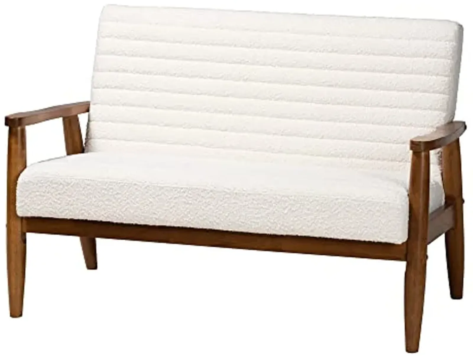 Baxton Studio Stratton Loveseat, One Size, White/Walnut Brown