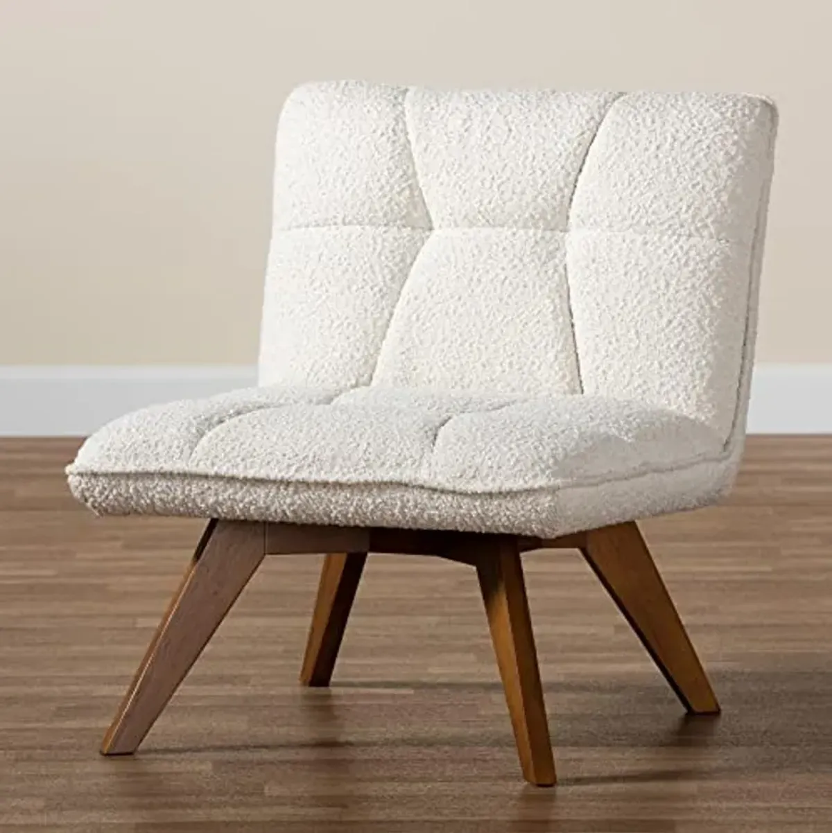 Baxton Studio Darielle Chair, One Size, White/Walnut Brown