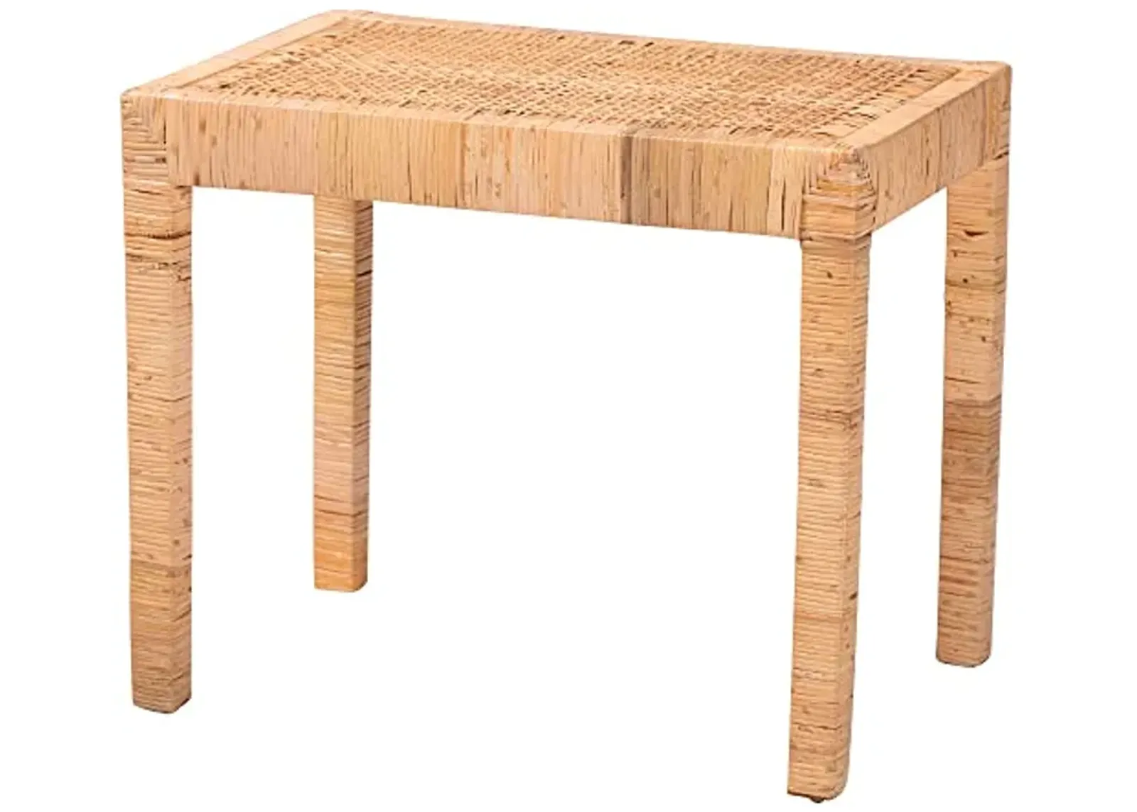 Baxton Studio Abelia Natural Rattan Accent Bench, Small, 24" W