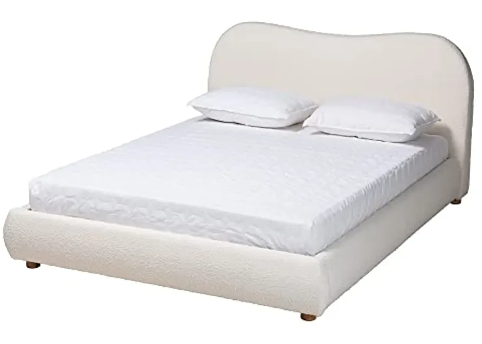 Baxton Studio Maya Bed (Platform), Queen, White/Oak Brown