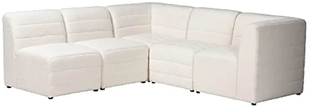 Baxton Studio Maya Sectional Sofa, 5-Piece, White/Dark Brown