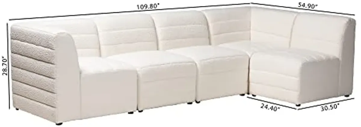 Baxton Studio Maya Sectional Sofa, 5-Piece, White/Dark Brown