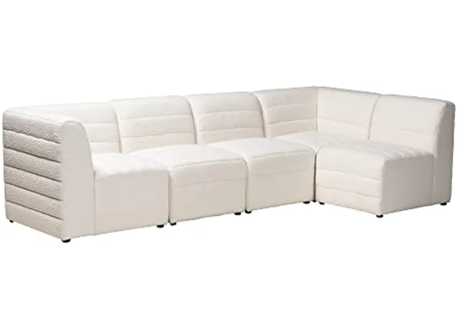 Baxton Studio Maya Sectional Sofa, 5-Piece, White/Dark Brown