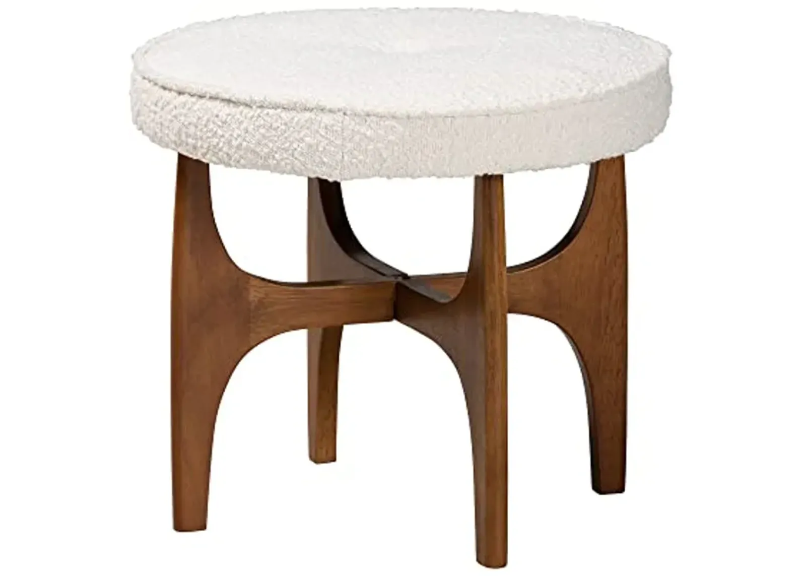 Baxton Studio Theo Footstool, One Size, White/Walnut Brown