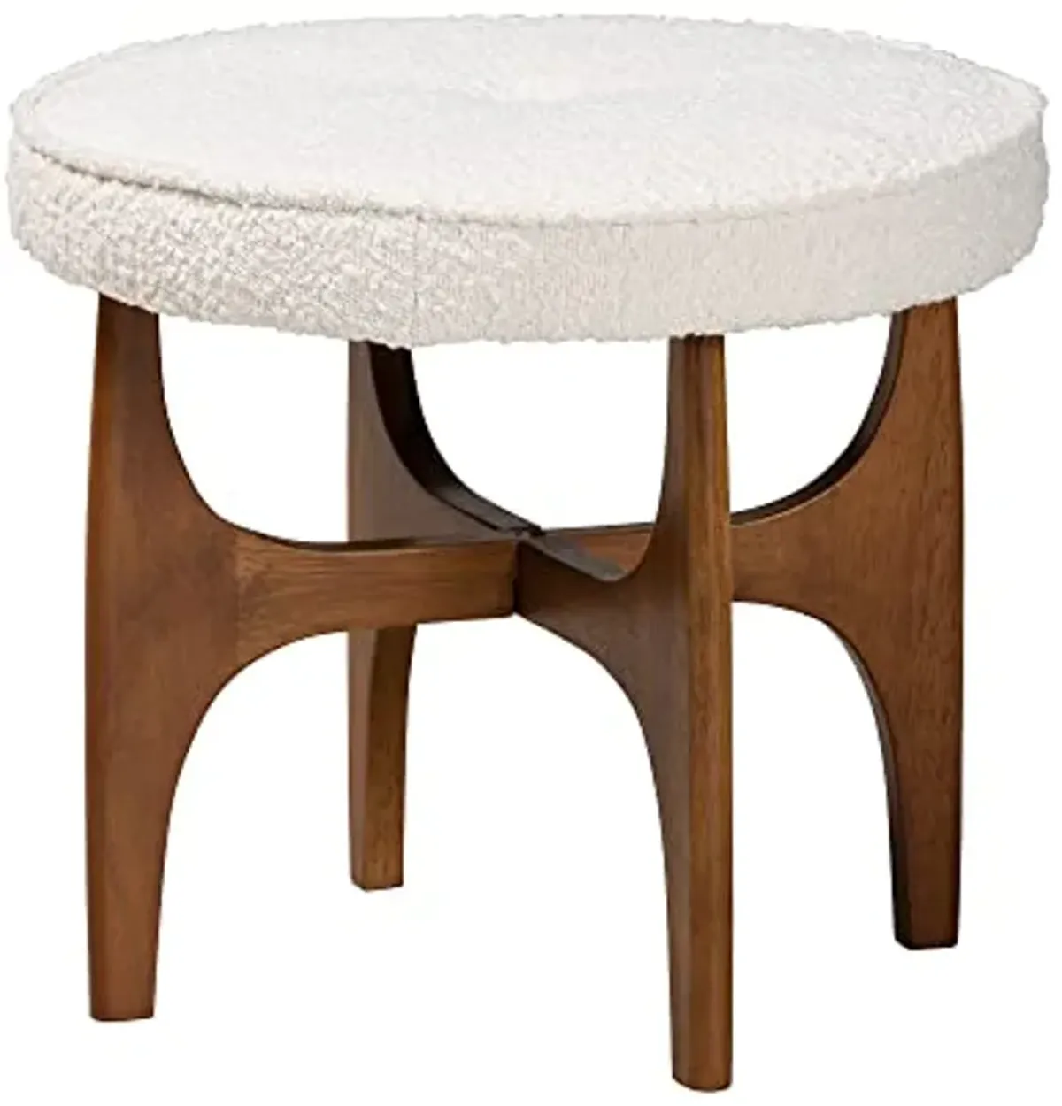 Baxton Studio Theo Footstool, One Size, White/Walnut Brown