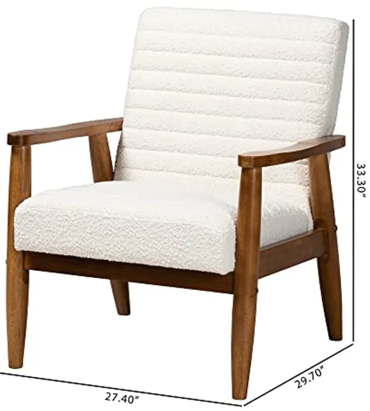 Baxton Studio Stratton Chair, One Size, Cream/Walnut Brown