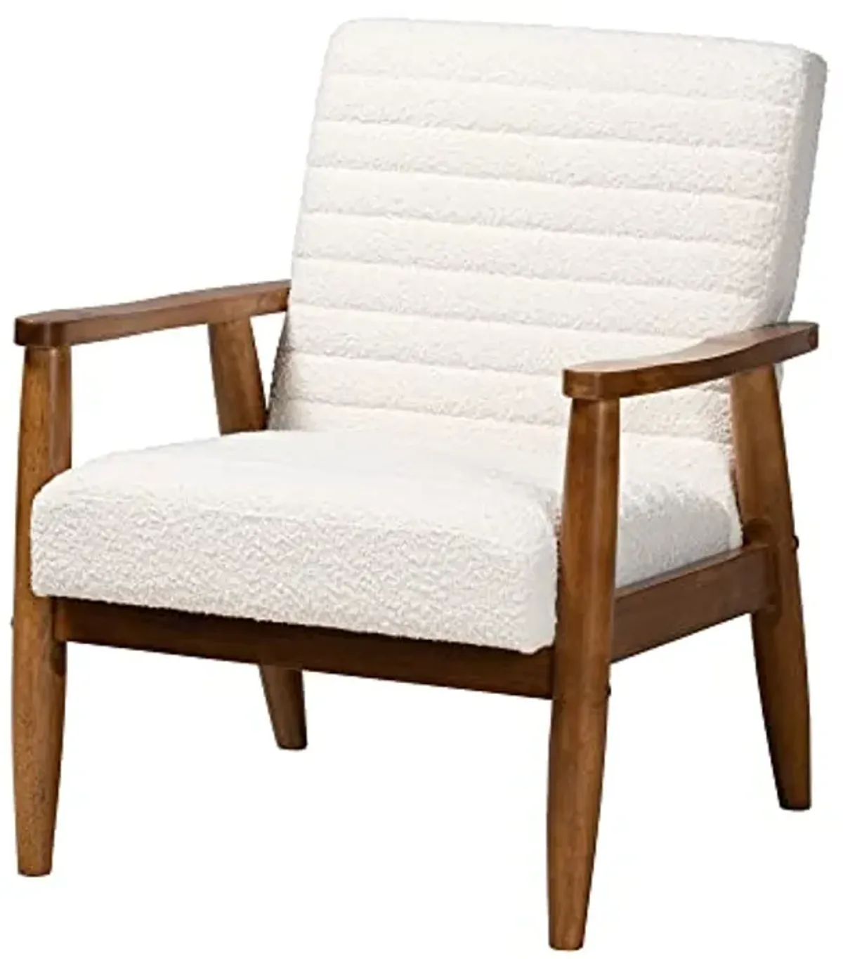 Baxton Studio Stratton Chair, One Size, Cream/Walnut Brown