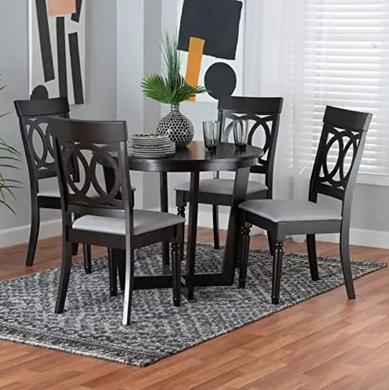 Baxton Studio Estelle Dining Set, 5-Piece, Grey/Dark Brown