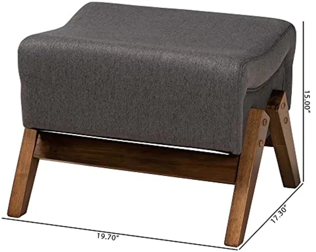 Baxton Studio Hanson Ottoman, One Size, Dark Grey/Walnut Brown