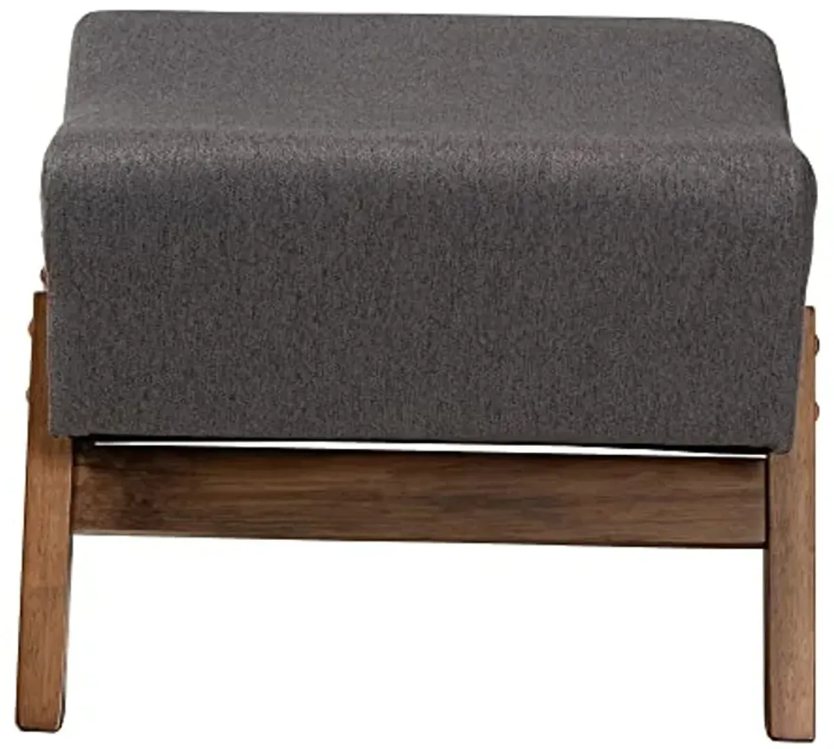 Baxton Studio Hanson Ottoman, One Size, Dark Grey/Walnut Brown