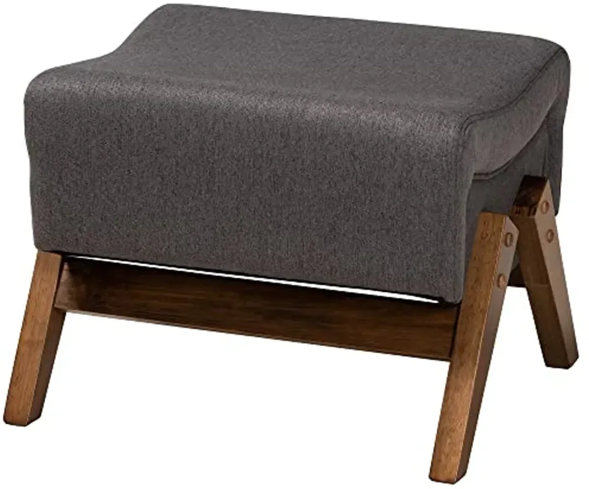 Baxton Studio Hanson Ottoman, One Size, Dark Grey/Walnut Brown