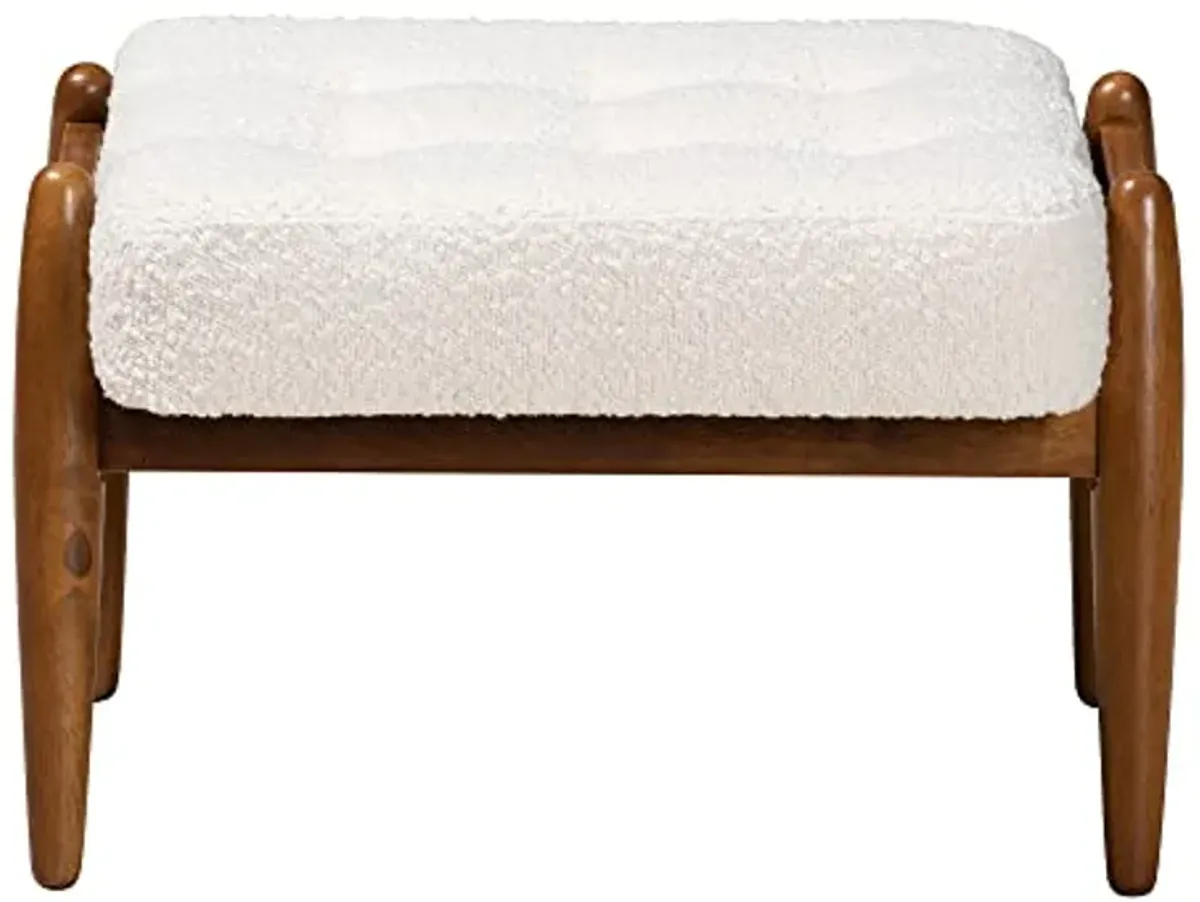 Baxton Studio Jeanine Footstool, One Size, White/Walnut Brown