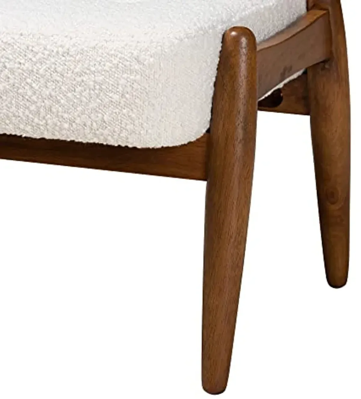 Baxton Studio Jeanine Footstool, One Size, White/Walnut Brown