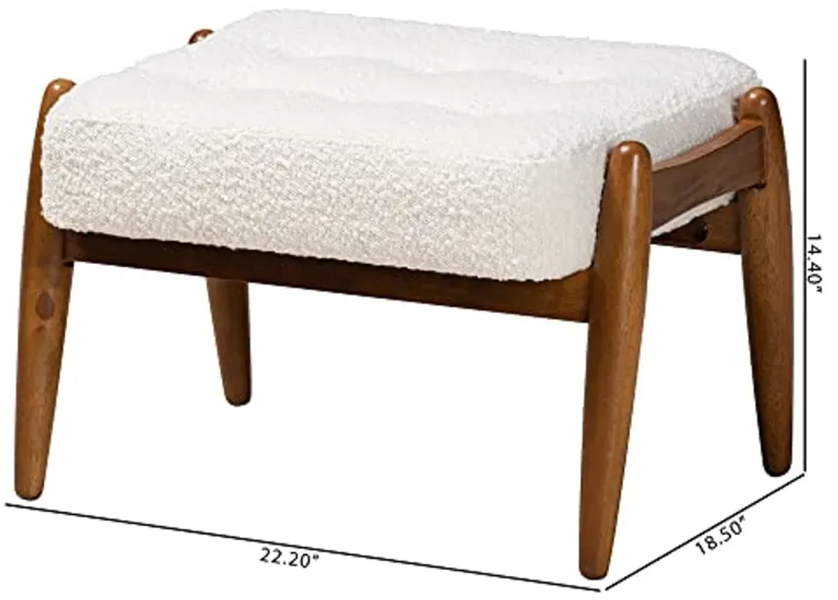 Baxton Studio Jeanine Footstool, One Size, White/Walnut Brown