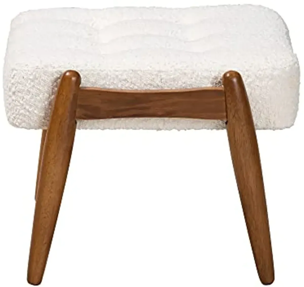 Baxton Studio Jeanine Footstool, One Size, White/Walnut Brown