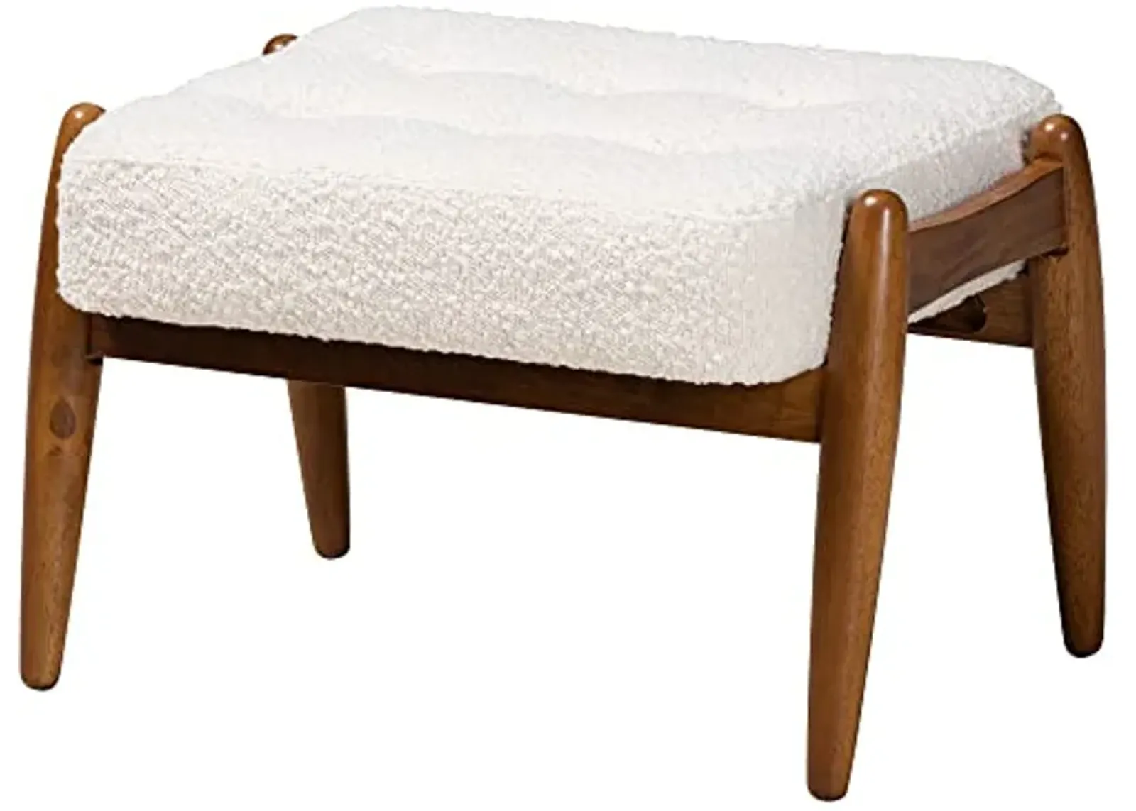 Baxton Studio Jeanine Footstool, One Size, White/Walnut Brown