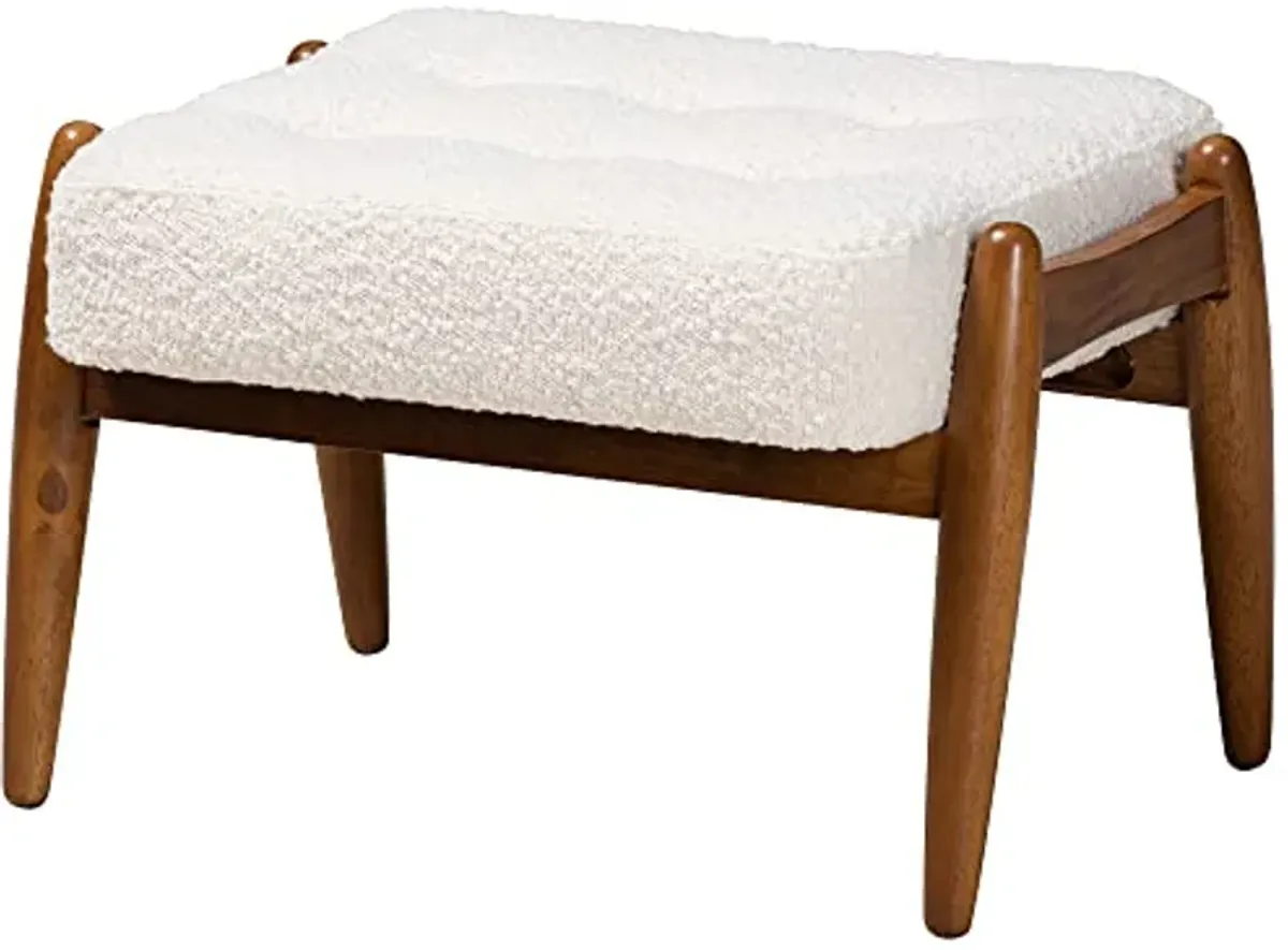 Baxton Studio Jeanine Footstool, One Size, White/Walnut Brown