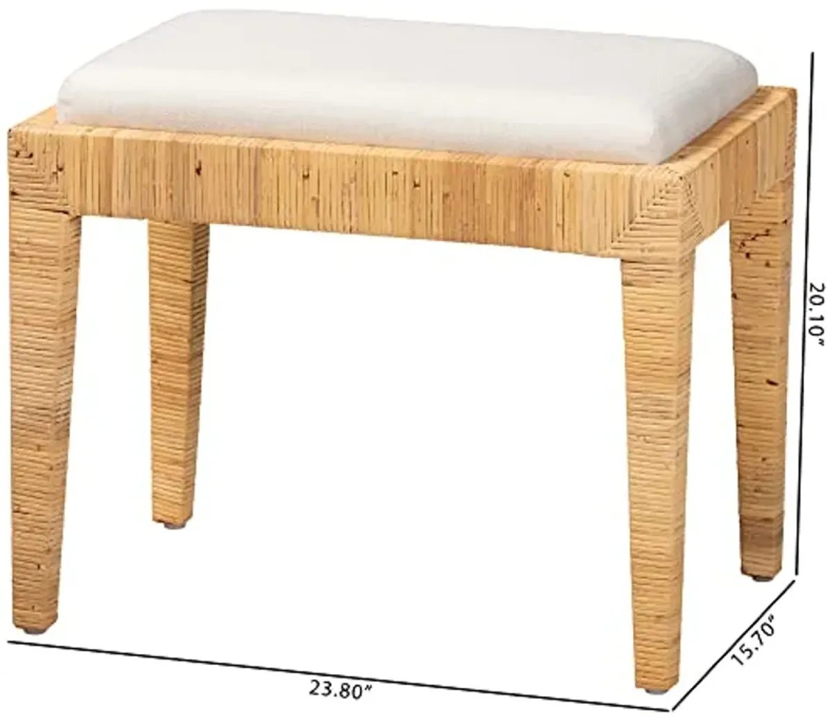 Baxton Studio Sofia Natural Rattan Ottoman, One Size