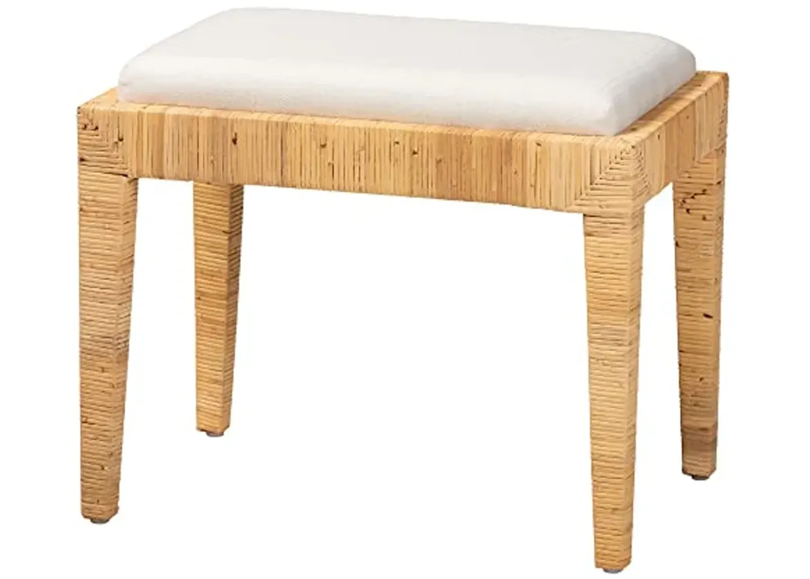 Baxton Studio Sofia Natural Rattan Ottoman, One Size