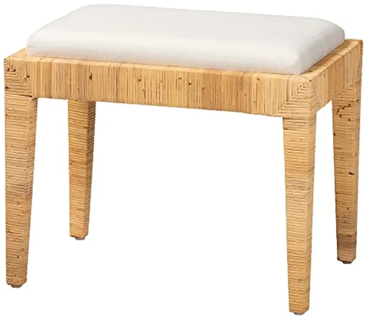 Baxton Studio Sofia Natural Rattan Ottoman, One Size