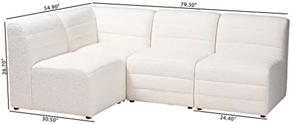 Baxton Studio Maya Sectional Sofa, 4-Piece, White/Dark Brown