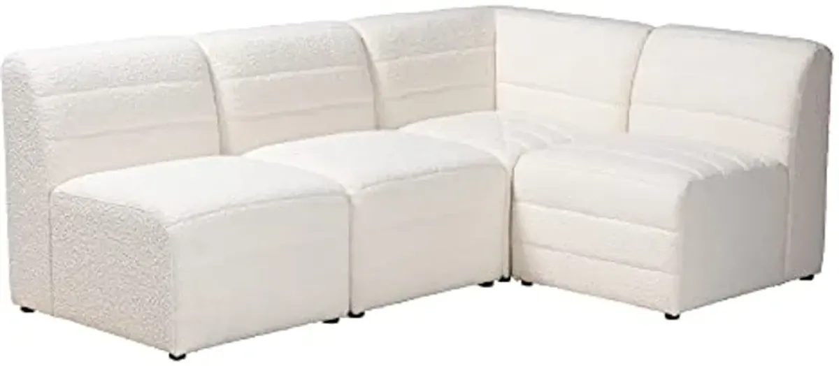 Baxton Studio Maya Sectional Sofa, 4-Piece, White/Dark Brown