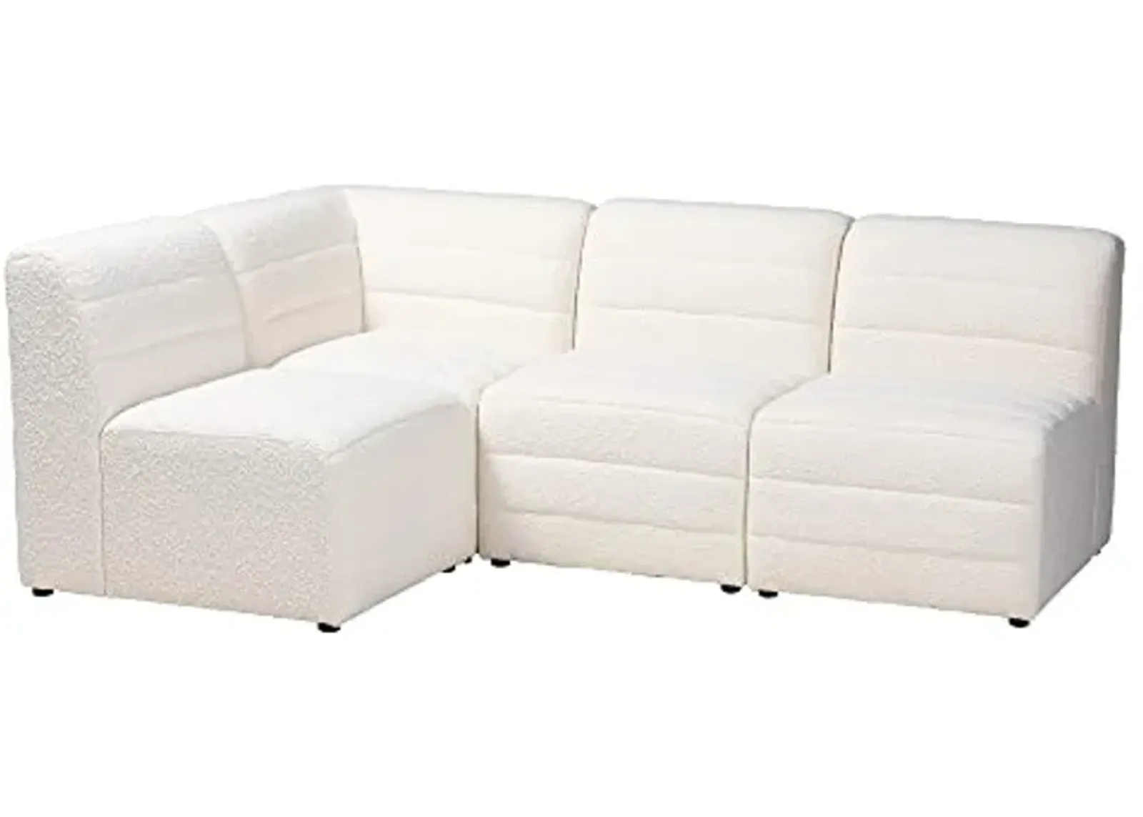 Baxton Studio Maya Sectional Sofa, 4-Piece, White/Dark Brown