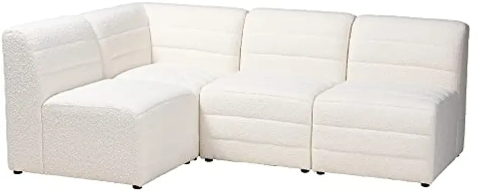 Baxton Studio Maya Sectional Sofa, 4-Piece, White/Dark Brown