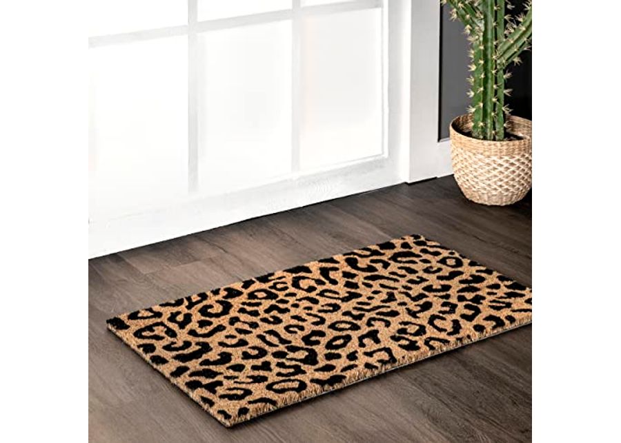 nuLOOM Coir Leopard Print Doormat, 1' 5" x 2' 5", Natural