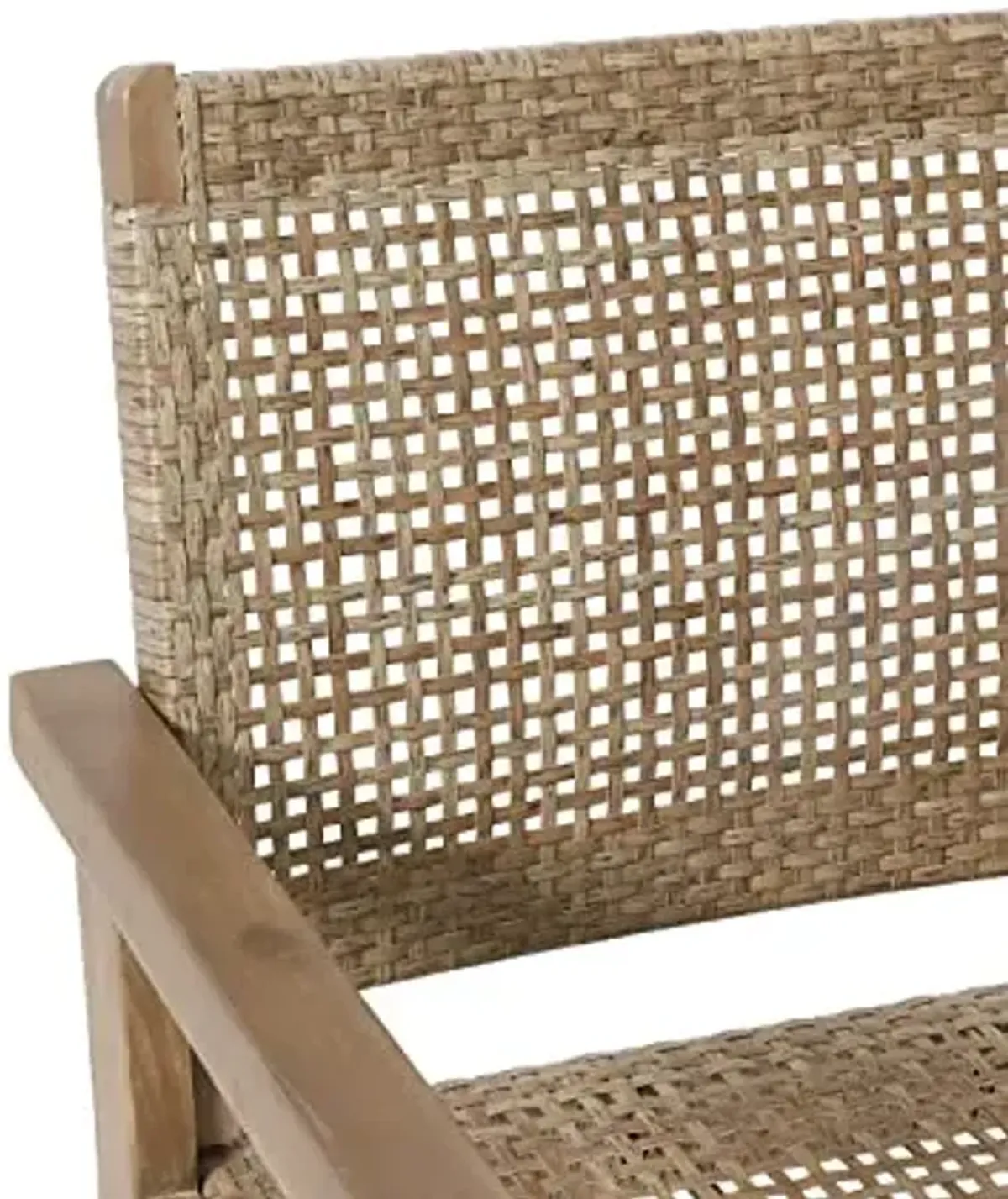 Kiara Outdoor Loveseat - Wicker and Acacia Wood - Light Multibrown/Light Brown