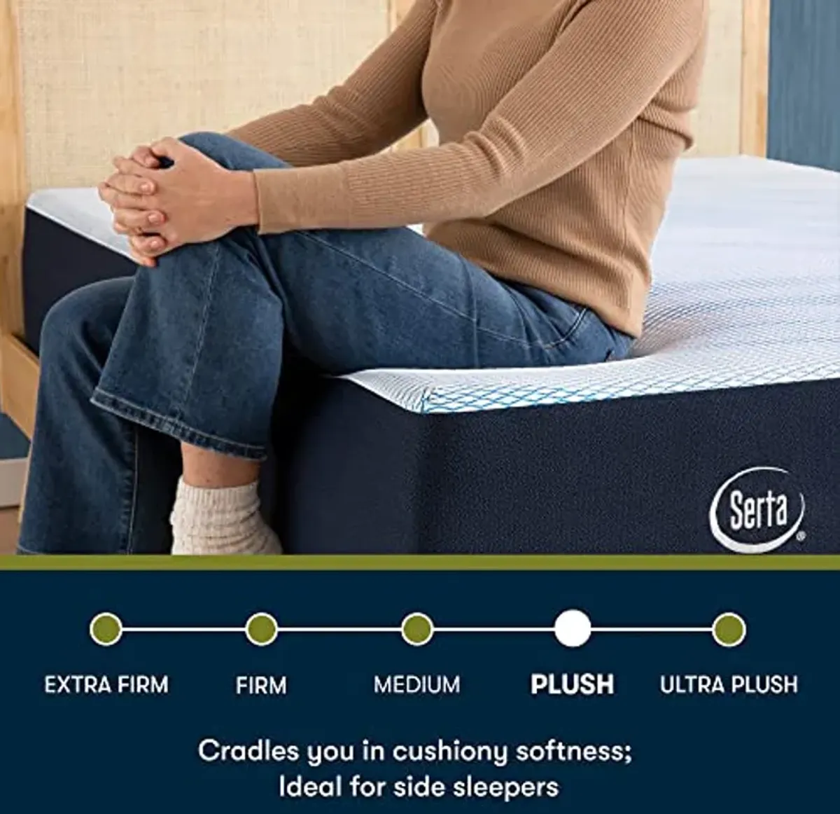 Serta - iComfortECO F20GL Plush 12.5" Queen Smooth Top Memory Foam Mattress, Cooling, Pressure Relief, Utilizing Recycled and Plant-based Material, 100 Night Trial, CertiPUR-US Certified