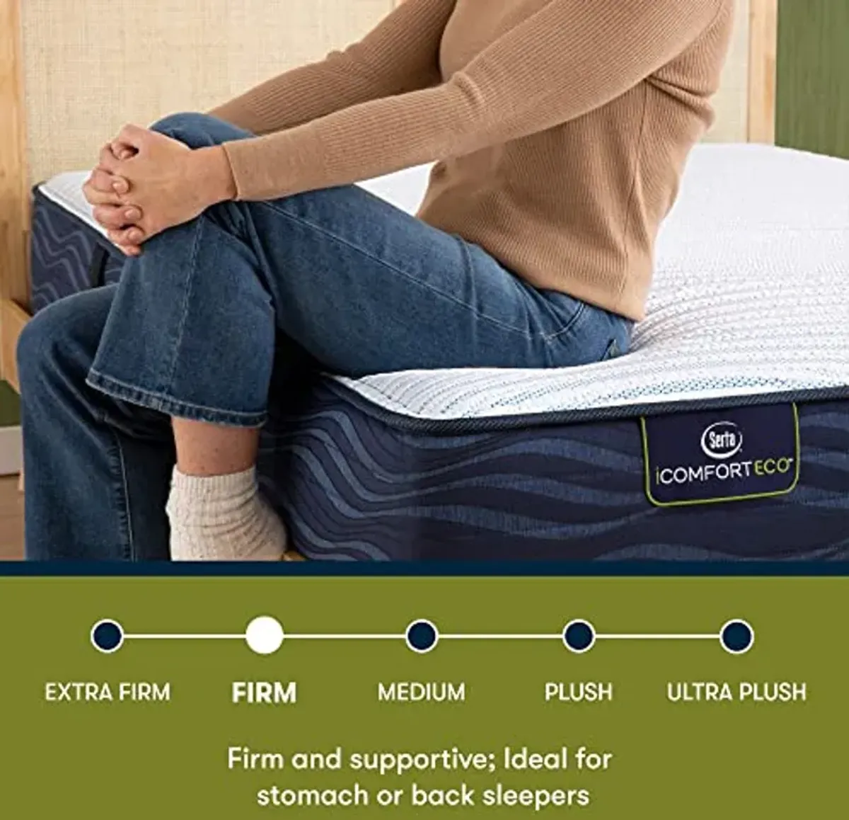 Serta - iComfortECO S15GL Firm 12" Cal King Hybrid Smooth Top Mattress, Cooling, Pressure Relief, Utilizing Recycled and Plant-based Material, 100 Night Trial, CertiPUR-US Certified