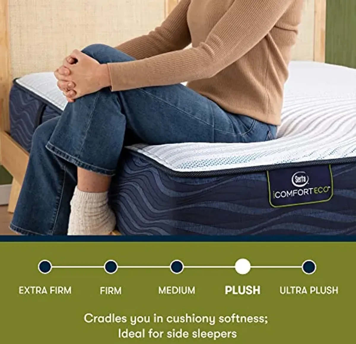 Serta - iComfortECO S20GL Plush 12.5" Full Hybrid Smooth Top Mattress, Cooling, Pressure Relief, Utilizing Recycled and Plant-based Material, 100 Night Trial, CertiPUR-US Certified