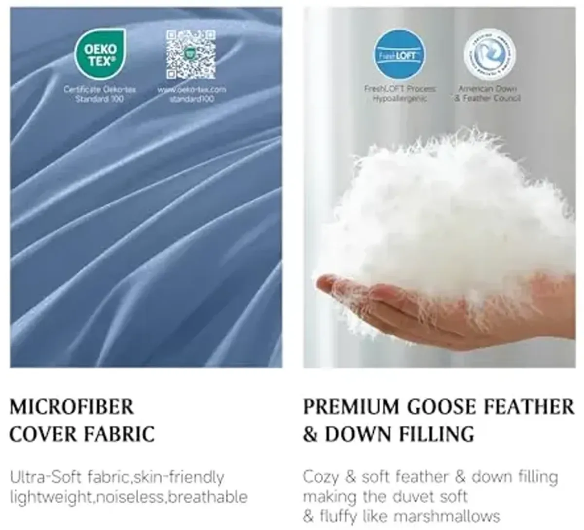 Beautyrest Ultra-Soft All Season Feather Down Comforter Full/Queen Size - Colored Microfiber Cover Fabric Down Duvet Insert with Corner Tabs