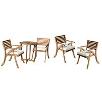Christopher Knight Home Coronado Acacia Wood Bistro Set, 3-Pcs Set, Teak Finish & Hermosa Outdoor Acacia Wood Arm Chairs, 2-Pcs Set, Teak Finish/Cream