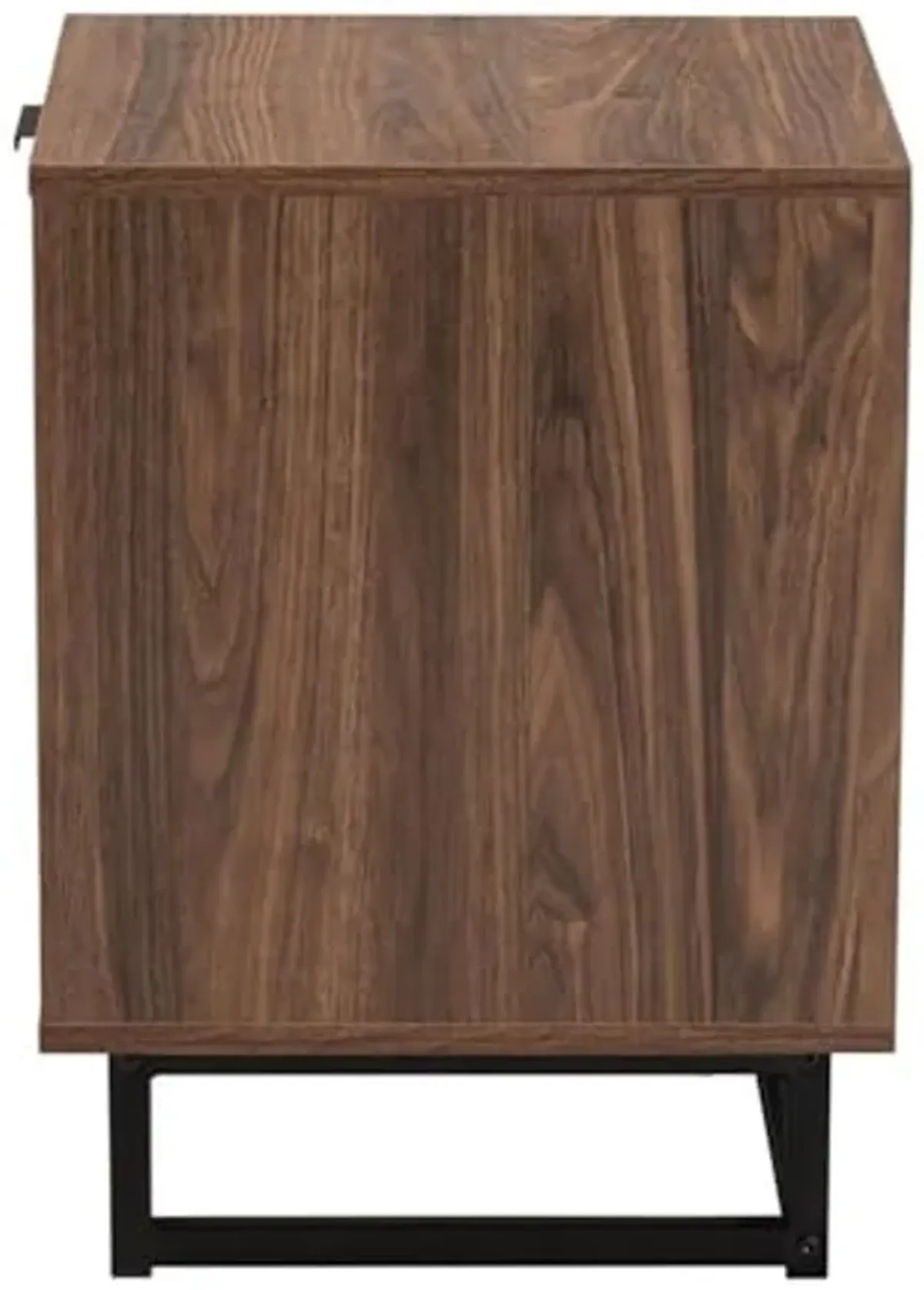 Baxton Studio Sadia Modern Walnut Brown Finished Wood and Black Metal 1-Drawer End Table