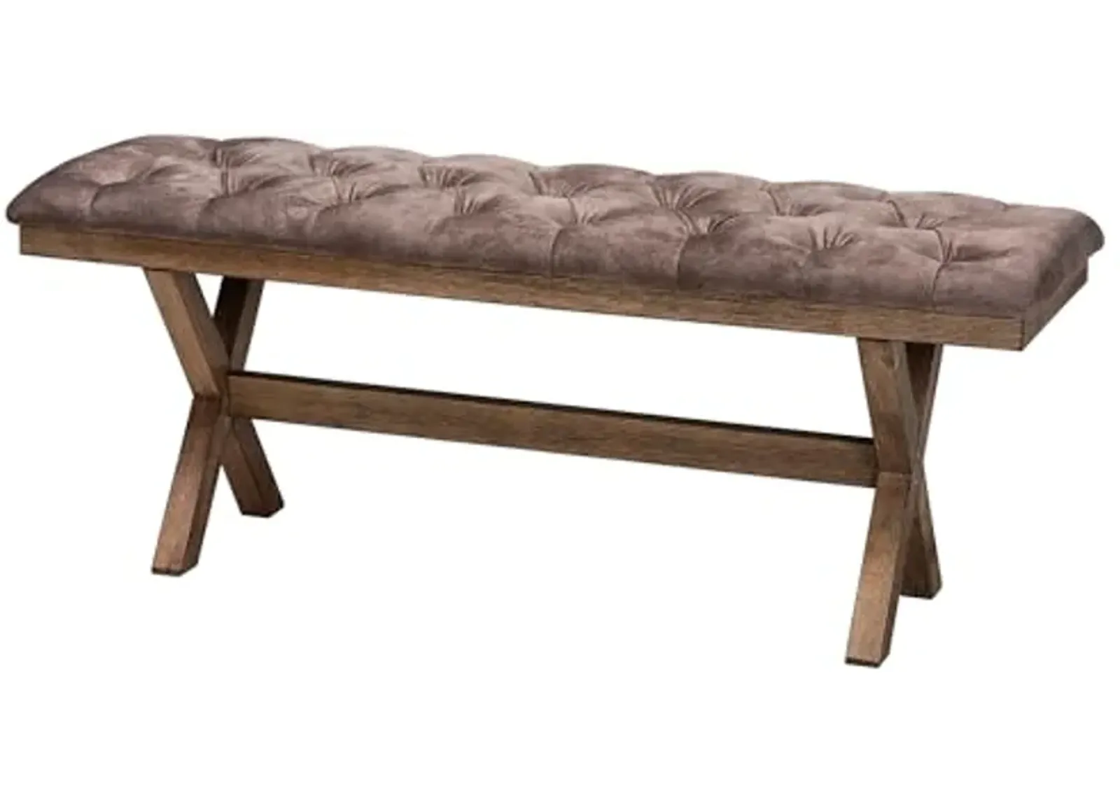 Baxton Studio Cherene Chocolate Velvet Fabric and Dark Brown Wood Bench