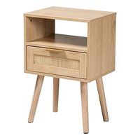 Baxton Studio Emmett Modern Light Brown Finished Wood 1-Drawer End Table