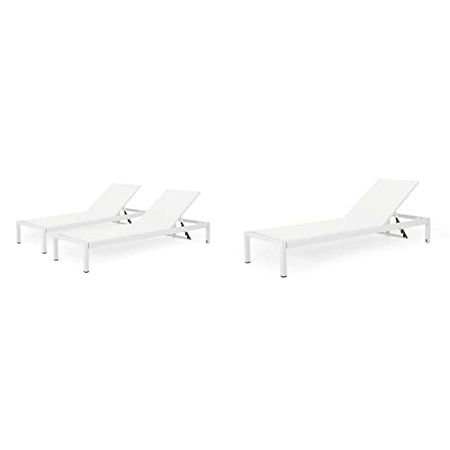 Christopher Knight Home Cynthia Outdoor Chaise Lounge (Set of 2), White,1 Count(Pack of 2) & Cynthia Outdoor Chaise Lounge, White