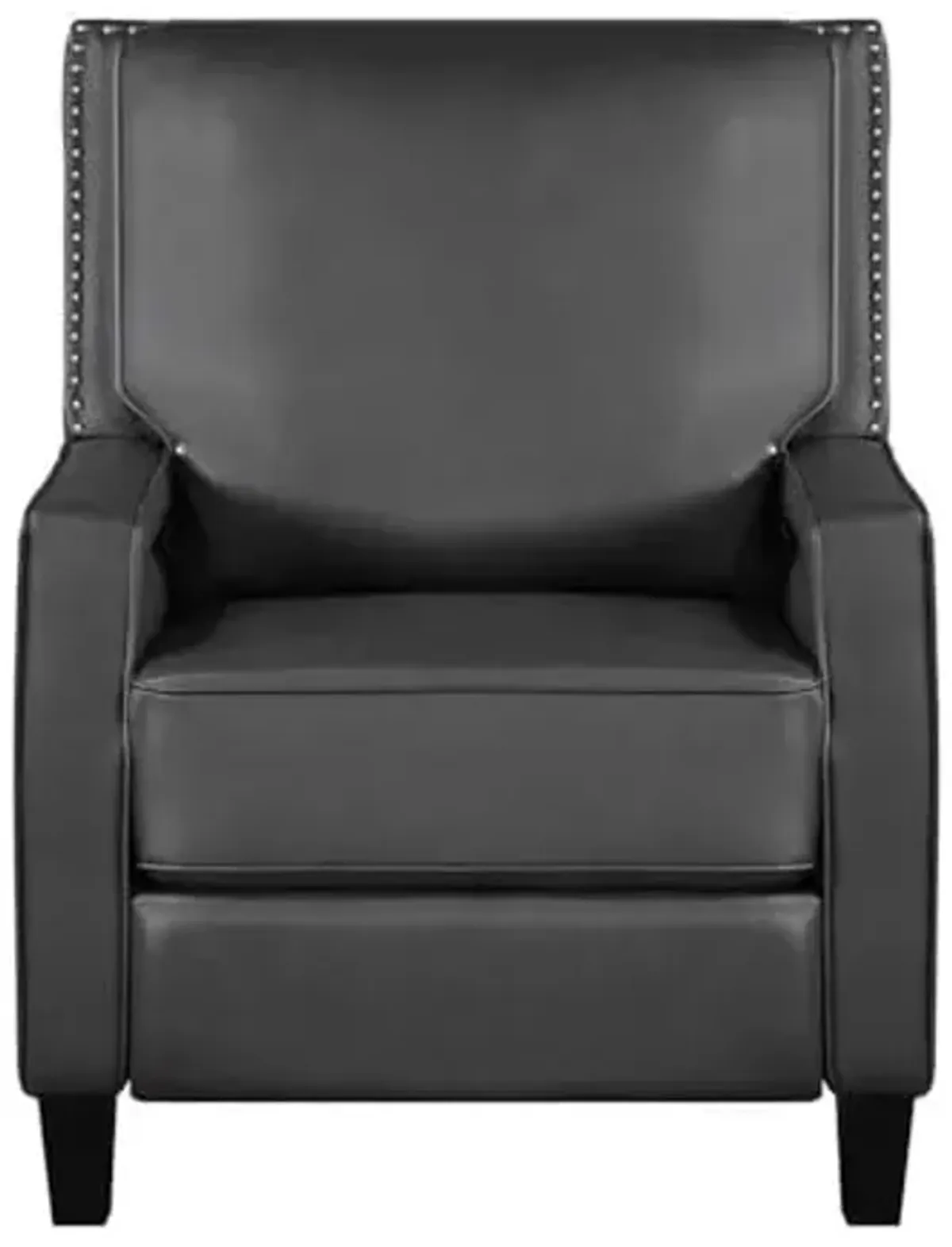Lexicon Berenson Faux Leather Upholstered Push Back Recliner in Gray Color