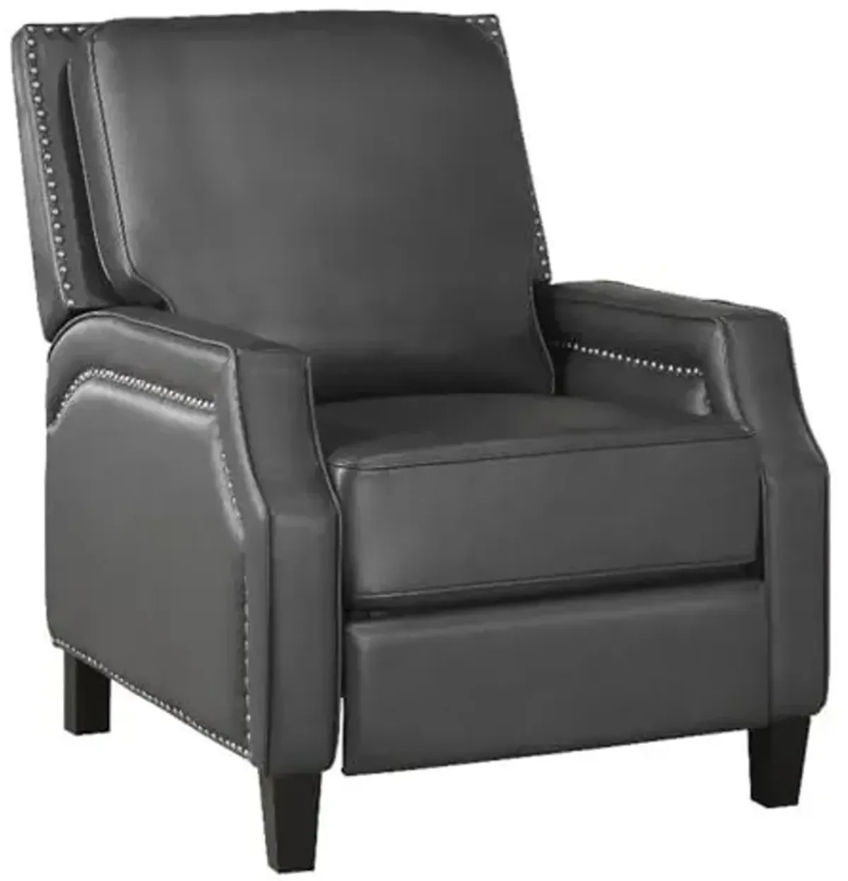 Lexicon Berenson Faux Leather Upholstered Push Back Recliner in Gray Color